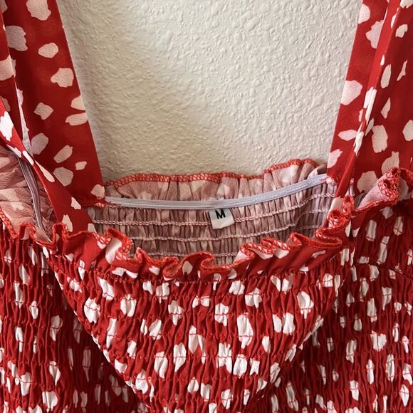 Women's Mini Dress Strappy Backless Pleated Flare Ruffle Polka Dot Dress… - Picture 7 of 9